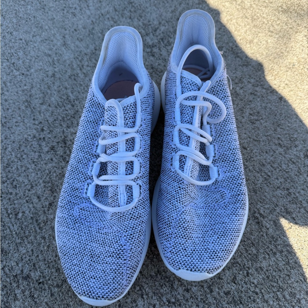adidas Blue and White Knit Athletic Shoes